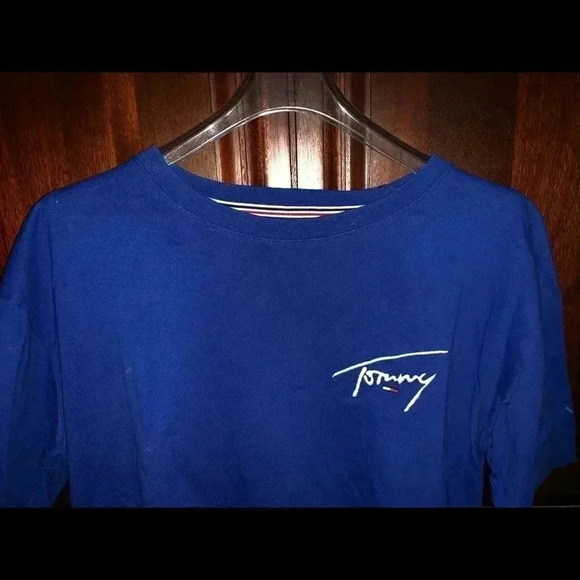 TOMMY JEANS SIZE M BLUE SHIRT PREOWNED - Picture 3 of 8